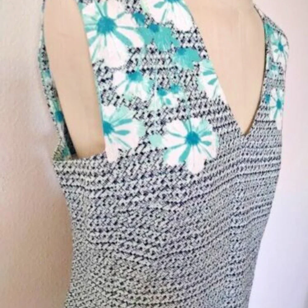 NEW KARL LAGERFELD Size 10 Green Black Hawaiian Tropical Print Sundress - Picture 7 of 7
